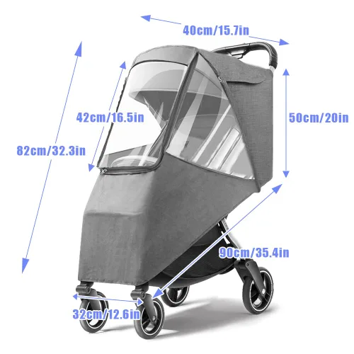Vista 6 de Tiiyee Funda de lluvia para cochecito, protector universal de viaje para bebé, impermeable, resistente al viento, protección transpirable contra