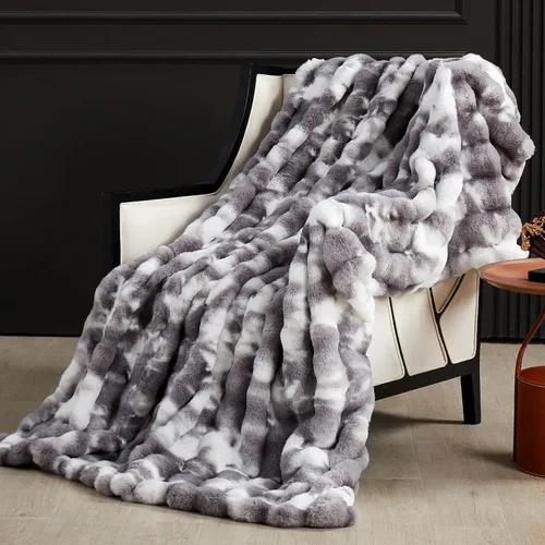 Vista 14 de SAPHREAS Manta de piel sintética para sofá, manta mullida de burbujas para sofá, cama, sala de estar, decoración, regalo suave y acogedor