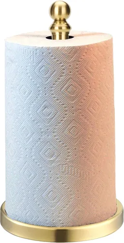 Vista 7 de Soporte para toallas de papel negro para encimera con base de mármol pesado, soporte de rollo de papel de pie para cocina y baño, con base pesada