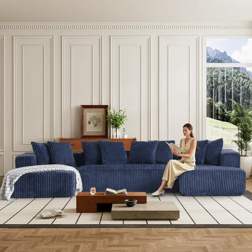 Vista 37 de Sofá Cloud de gran tamaño sin estructura con chaise longue, sofá modular moderno con asiento profundo, varias combinaciones de sofás tapizados