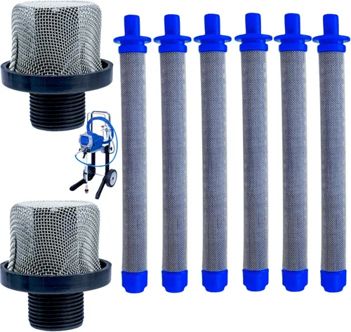 2 piezas 288716 de rosca de filtro de entrada de 3/4 pulgadas y 6 filtros de pistola pulverizadora sin aire 288749 compatibles con Graco X5/X7/ProX