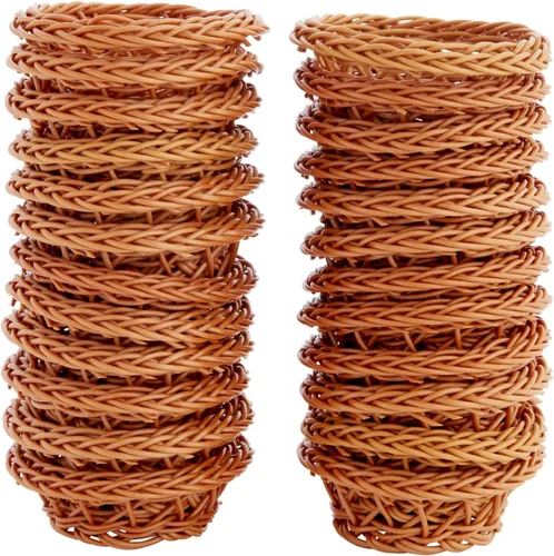 Vista 6 de Bright Creations Juego de mini cestas tejidas – 3.1 x 1.2 pulgadas, marrón rústico, paquete de 24 – Mini cestas tejidas a granel para recuerdos