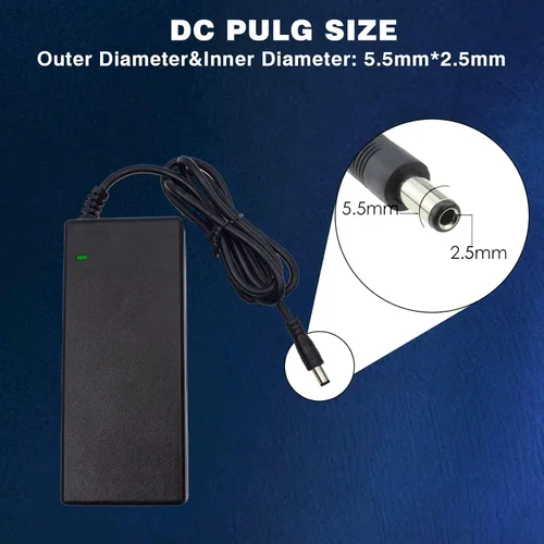 Vista 4 de Adaptador de fuente de alimentación de 12 V 8 A, 96 W CA 100-240 V a CC 12 V 8 A transformador con cable de CC de 4 pies y enchufe de barril
