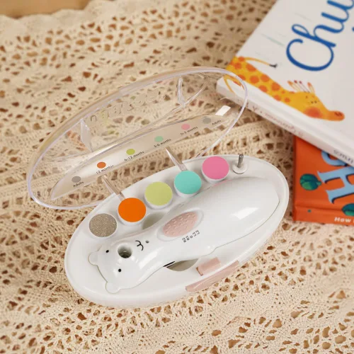 Vista 2 de Haakaa Happii Bear - Cortador de uñas eléctrico recargable para bebés, lima de uñas para bebé, silencioso y luces LED