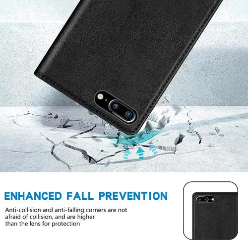 Vista 7 de ZZXX Funda tipo cartera para iPhone 7/8 Plus con imán fuerte de 5.5 Negro