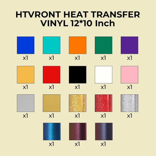 Vista 8 de HTVRONT Vinilo de Transferencia de Calor HTV, Paquete de 18 Unidades Variedad de Vinilo HTV 3-en-1 con Purpurina, Camaleón y Vinilo de PU