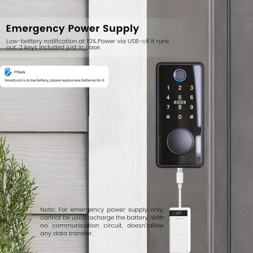 Vista 5 de Cerradura de puerta inteligente con teclado, cerradura de puerta de huellas dactilares, cerrojos electrónicos de entrada sin llave, Bluetooth