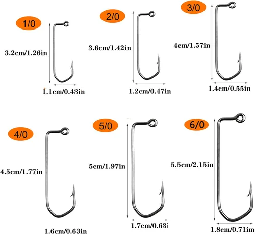 Vista 2 de 50pcs/100pcs Aberdeen Jig Hook with 90-Degree Round Bend Extra Strong Long Shank Jig Hooks High Carbon Steel Fishing Barbarian Hooks for Saltwater