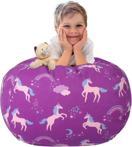 Vista 48 de Aubliss - Silla de almacenamiento para peluches en forma de puf (Estrella Aqua, Mediana (32"))