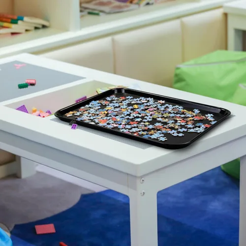 Vista 7 de Bandeja grande de plástico negro, bandeja rectangular multiusos, paquete de 4, 25.24 pulgadas de largo x 17.6 pulgadas de ancho