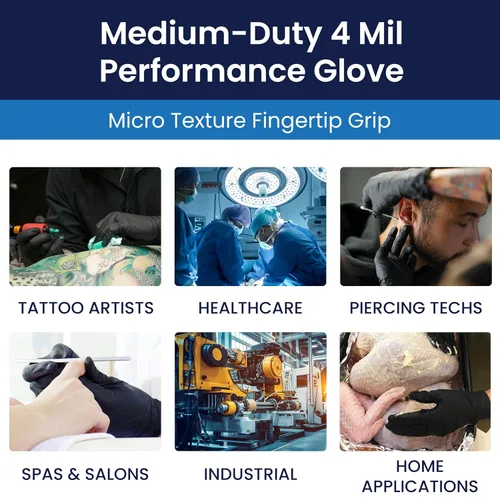 Vista 6 de Adenna NGL220 Night Angel - Guantes de examen sin polvo de nitrilo, 4 mil