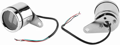 Vista 9 de Universal Electrónico Tacómetro 2 en 1 Motocicleta LED Digital Voltímetro Tacómetro Medidor Metal Velocímetro Velocímetro Plata para Meauring