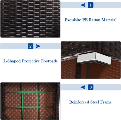 Vista 7 de Tangkula Juego de 4 sofás de ratán para patio, juego de muebles seccionales de mimbre al aire libre, juego de conversación de patio con cojines