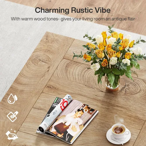 Vista 6 de Tribesigns - Mesa de café cuadrada, mesa de centro de madera para sala de estar, mesa de acento moderna de 31.5" para cóctel y té, natural