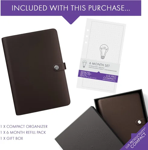 Vista 3 de Lux Productivity PRO - Agenda organizadora compacta A5, sin fecha, con calendario diario y cuaderno de reflexión