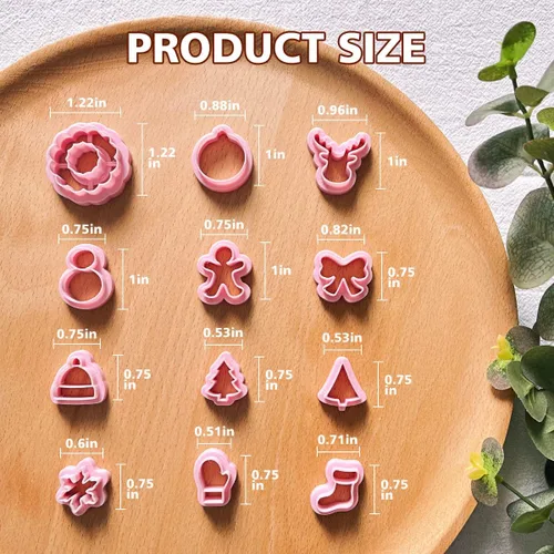 Vista 4 de KEOKER Christmas Polymer Clay Cutters for Earrings Making, 12 Shapes Mini Christmas Clay Earrings Cutters, Small Tree Shapes for Polymer Clay Craft