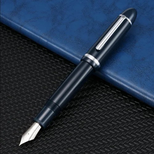 Vista 3 de Jinhao X159 - Pluma estilográfica #8 de punta media, color azul con clip plateado, acrílico de gran