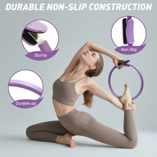 Vista 4 de Kit de pilates, kit de entrenamiento de pilates para mujer, equipo de pilates con anillo de pilates de 14 pulgadas y bola, bandas de resistencia