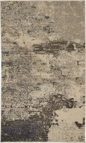 Nourison - Celestial - Alfombra de área moderna abstracta de 3 x 5 pies, color marfilgris, fácil de limpiar, no se desprende, habitación, sala de