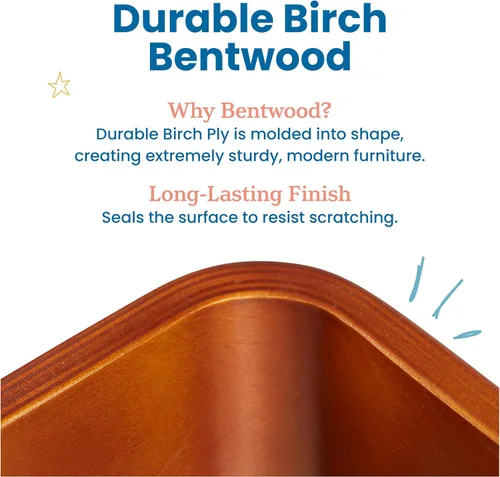 Vista 10 de ECR4Kids Mecedora Bentwood con cojín, muebles para niños, nogal oscuro