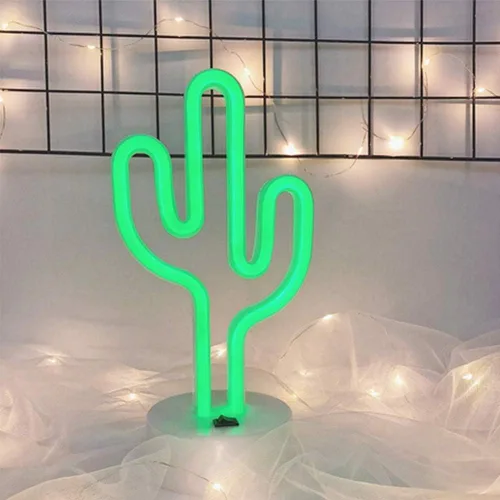 Vista 5 de Cartel de neón LED para interior, luz nocturna con base de soporte, funciona con batería/USB, luz decorativa de neón