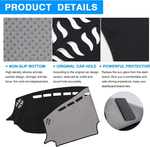 Vista 6 de Autorder Tapete de cubierta de tablero para Dodge Ram 1500 2500 3500 2019-2023 2024 2025 2026 Accesorios Cubierta de salpicadero de franela