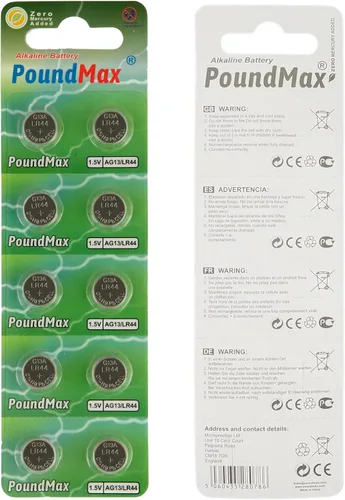 PoundMax 10 x AG13 LR44 1.5 V Batería de botón de celda alcalina