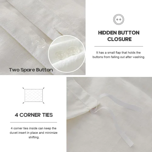 Vista 53 de Simple&Opulence Juego de funda de edredón de lino francés de 88 x 92 pulgadas, 5 piezas (1 funda de edredón, 4 fundas de almohada), mezcla de lino