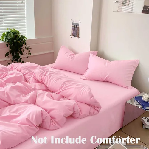 Vista 2 de Nanko Juego de funda de edredón de tamaño matrimonial, juego de ropa de cama de microfibra ligera de lujo con lazos de cremallera, juegos de ropa