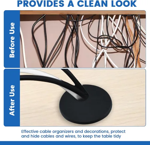 Vista 4 de SDTC Tech Paquete de 3 organizadores de cables de plástico negro con ojales de 1 pulgada para escritorio