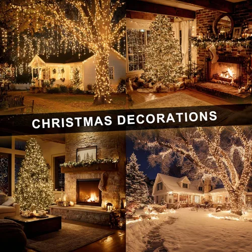 Vista 4 de Dazzle Bright - Guirnalda de luces navideñas, 600 LED, 196 pies, 8 modos de iluminación, temporizador, cable verde, impermeable, para árbol