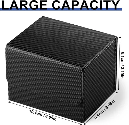 Vista 2 de Cajas de cartas aptas para caja de cartas MTG con separadores de tarjetas negras, paquete de 4 cajas horizontales de cuero para TCG Magic Commander