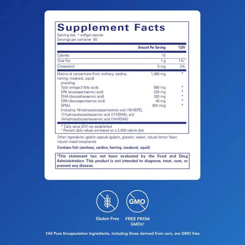 Vista 2 de Pure Encapsulations Pro-Resolve Omega Ácidos grasos omega-3 para la salud cardiovascular 60 cápsulas de cápsulas blandas