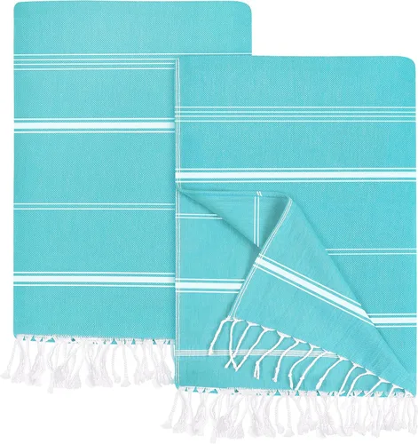 Vista 10 de Utopia Towels Paquete de 2 toallas de playa turcas, de 40 x 72 pulgadas, de gran tamaño, 100% algodón, sin arena, ligera, absorbente, de secado
