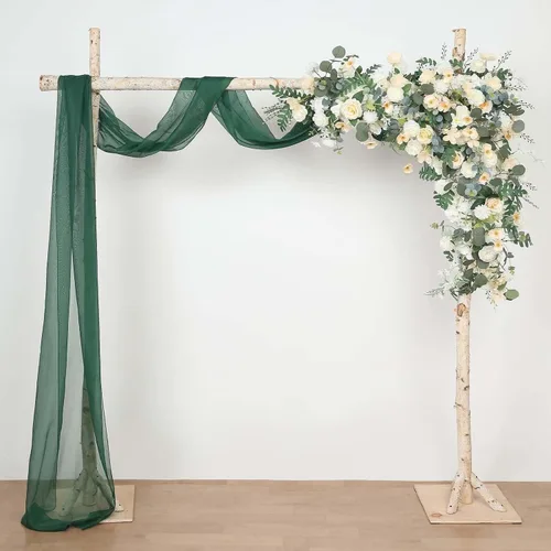 Vista 6 de Efavormart Paneles de Cortina de Organza Transparente Verde Esmeralda Cazador de 18 Pies, Cenefa Bufanda de Ventana Valance Tela de Drapeado de Arco