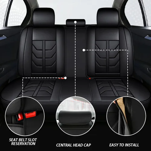 Vista 2 de Funda de asiento deportivo para Audi Q8 de 5 asientos 2019-2023, protector de asiento de automóvil de cuero antideslizante e impermeable, funda