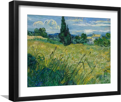 ART Impresiones artísticas enmarcadas para pared, diseño de trigo verde, 1889 por Vincent van Gogh, decoración escénica, 16 x 12 pulgadas, marco