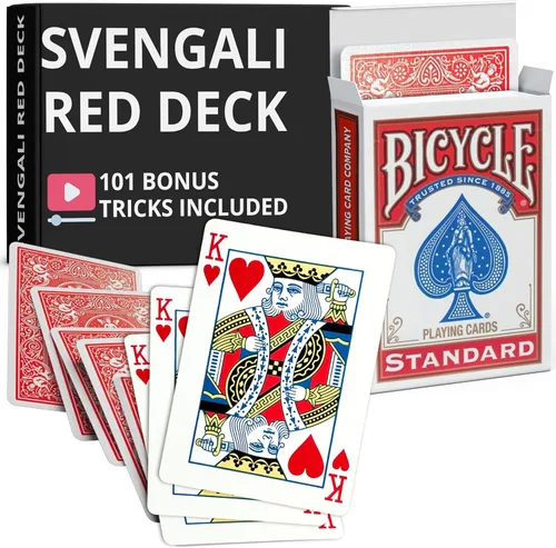 Vista 24 de Ted's Sterling Magic Juego de cartas Precision Red Rider Back Bicycle Svengali con instrucciones para más de 100 trucos (Sota de Corazones)
