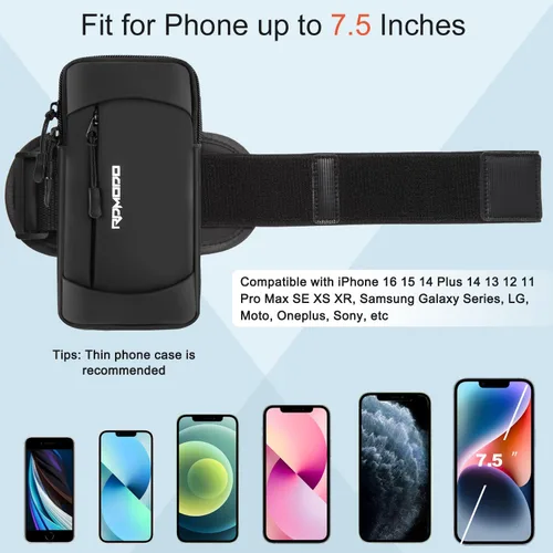 Vista 3 de Soporte de teléfono para correr, banda de brazo de gran capacidad para teléfono para correr y caminar, soporte ligero para teléfono celular