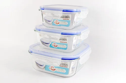 Vista 4 de Uniware B4000-1 Recipiente de alimentos de vidrio prémium resistente al calor con tapa de cierre a presión (cuadrado) (18 onzas), transparente