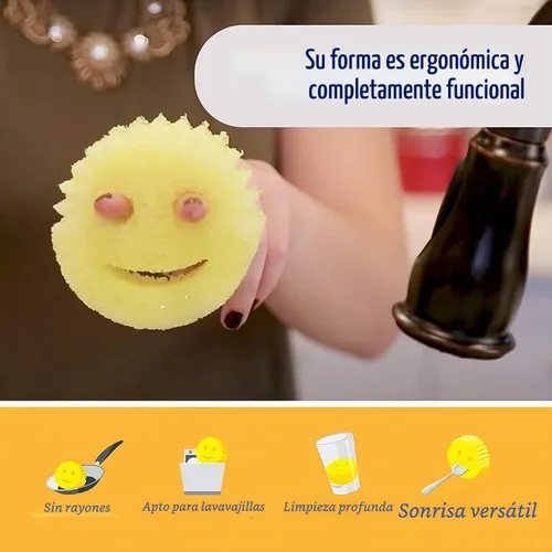 Vista 3 de Scrub Daddy Esponja – Aroma Fresco de Limón – Esponja Multiusos para Platos Sin Rayones – Sin BPA y Fabricada con Espuma de Polímero – Esponja