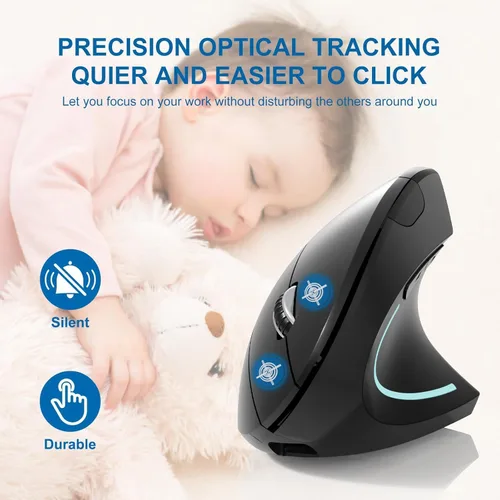 Vista 8 de Ratón Bluetooth tipo c y USB 2.4G, inalámbrico, inalámbrico, ergonómico, recargable, 800/1200/1600 DPI, botones para laptop, escritorio, PC