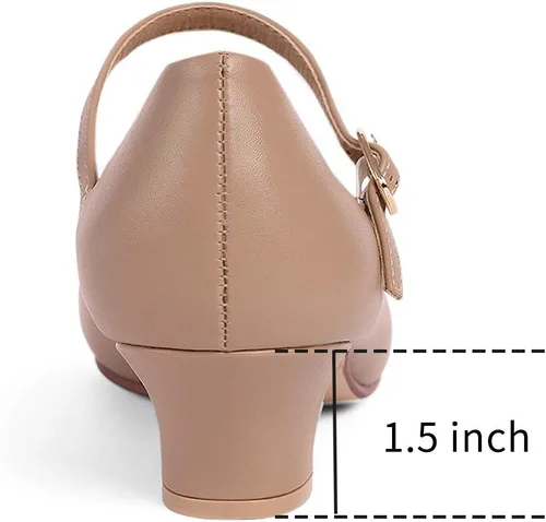 Vista 3 de Stelle Zapatos de carácter para mujer, zapatos de baile de 1.5"2" con correa de tobillo, tacones de baile para sala de baile, salsa, tango