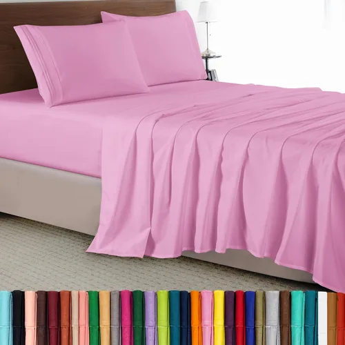 Vista 56 de Elegant Comfort Juego de sábanas de 4 piezas - Ropa de cama de lujo de microfibra de calidad hotelera premium 1500, sábana bajera con elástico Azul