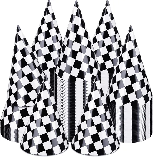 Vista 8 de Teling 30 sombreros de fiesta de cumpleaños con temática de coche/vaca, sombrero de cono de papel, suministros de fiesta de cumpleaños para niños