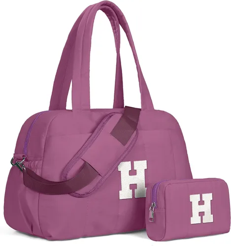 Vista 31 de Bolsa de lona Vogewood, bolsas personalizadas de fin de semana para mujer, bolsas de viaje con estuche de maquillaje, regalos de cumpleaños, Beige