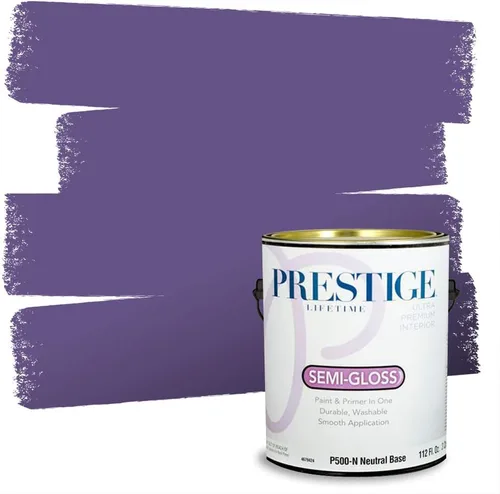 Vista 26 de PRESTIGE Pinturas de pintura interior e imprimación en uno, 1 galón, plano, combinación comparable de Sherwin Williams* Kimono Violet*