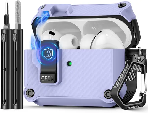 Vista 14 de Pohgelan Compatible con AirPods Pro 2ª/1ª generación, estuche con cierre magnético automático y kit de limpieza, compatible con funda Magsafe - Negro