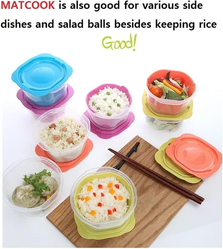 Vista 6 de MATCOOK - Juego de 8 recipientes de arroz para alimentos y alimentos con doble vapor sin bisfenol A (15.6 onzas), ideal para regalo
