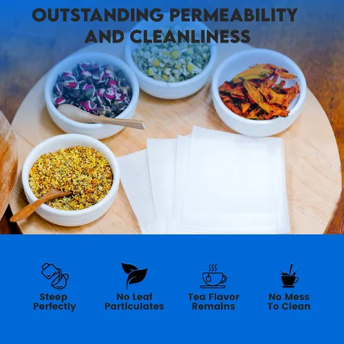 Vista 6 de 100 bolsas de té vacías de 2.5 x 2.75 pulgadas, compostables, blancas, estos infusor de té termosellables para hierbas de té sueltas son bolsas